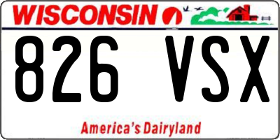 WI license plate 826VSX