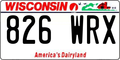 WI license plate 826WRX