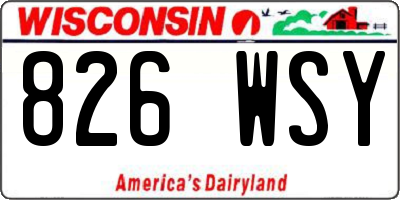 WI license plate 826WSY