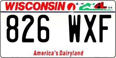 WI license plate 826WXF