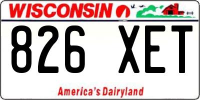 WI license plate 826XET