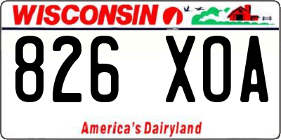 WI license plate 826XOA
