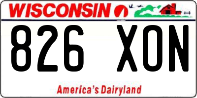 WI license plate 826XON
