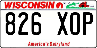 WI license plate 826XOP