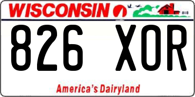 WI license plate 826XOR
