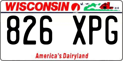WI license plate 826XPG