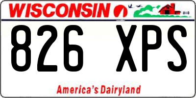 WI license plate 826XPS