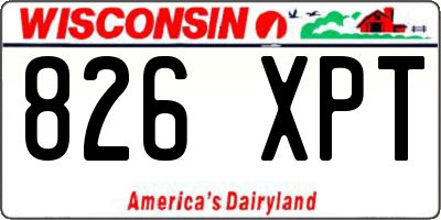 WI license plate 826XPT