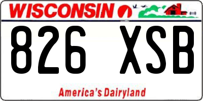 WI license plate 826XSB