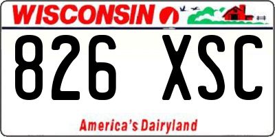 WI license plate 826XSC