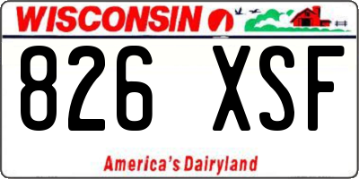 WI license plate 826XSF