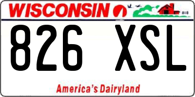 WI license plate 826XSL