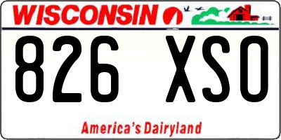 WI license plate 826XSO