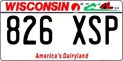WI license plate 826XSP