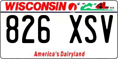 WI license plate 826XSV