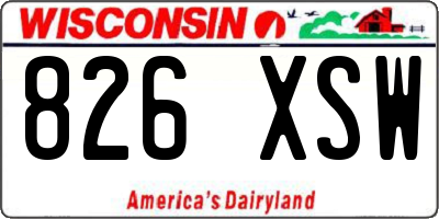 WI license plate 826XSW