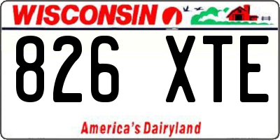 WI license plate 826XTE