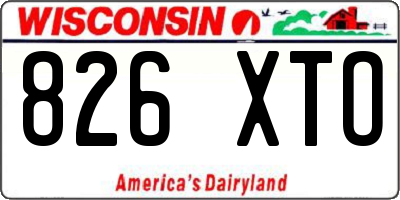 WI license plate 826XTO