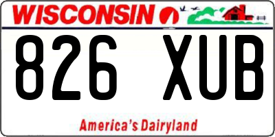 WI license plate 826XUB