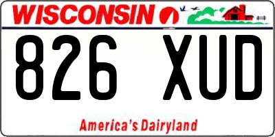 WI license plate 826XUD
