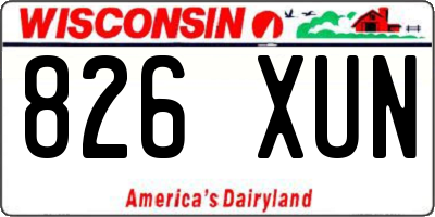WI license plate 826XUN