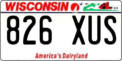 WI license plate 826XUS