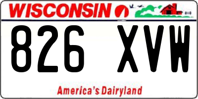 WI license plate 826XVW