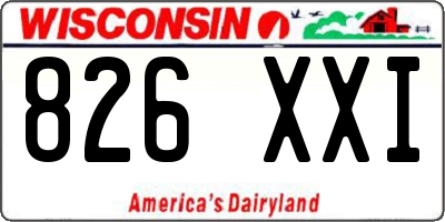 WI license plate 826XXI