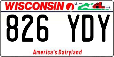 WI license plate 826YDY