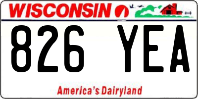 WI license plate 826YEA