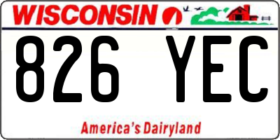 WI license plate 826YEC