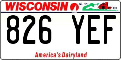 WI license plate 826YEF