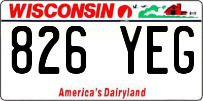 WI license plate 826YEG