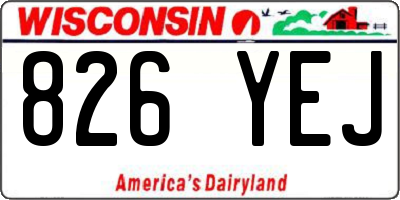 WI license plate 826YEJ