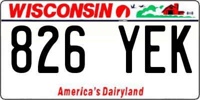 WI license plate 826YEK