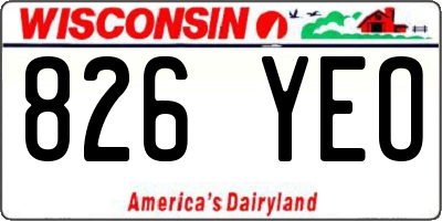 WI license plate 826YEO