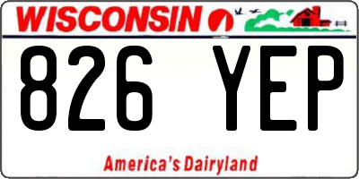 WI license plate 826YEP