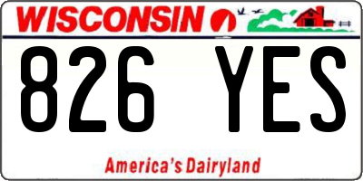 WI license plate 826YES
