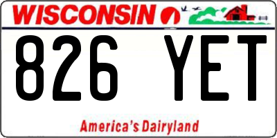 WI license plate 826YET