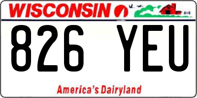 WI license plate 826YEU