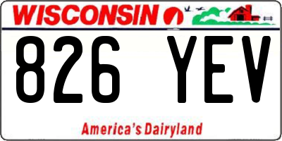 WI license plate 826YEV