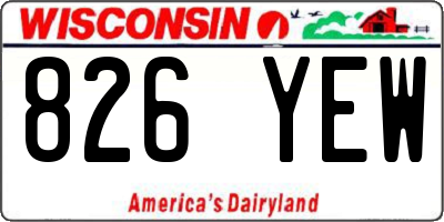 WI license plate 826YEW
