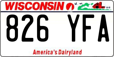 WI license plate 826YFA