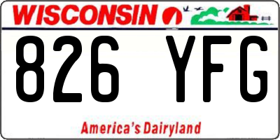 WI license plate 826YFG
