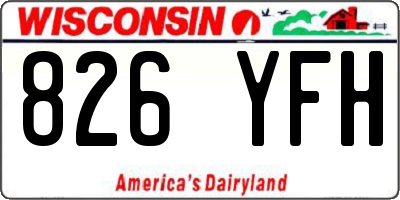 WI license plate 826YFH