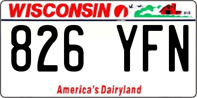 WI license plate 826YFN
