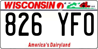 WI license plate 826YFO