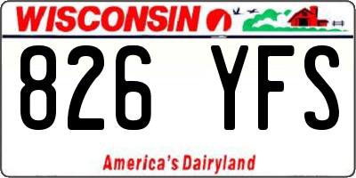 WI license plate 826YFS