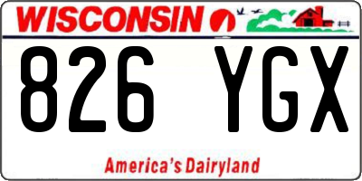 WI license plate 826YGX