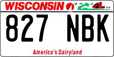 WI license plate 827NBK